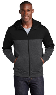 Sport Tek Fleece Colorblock Custom Men's Full Zip Hooded Jacket