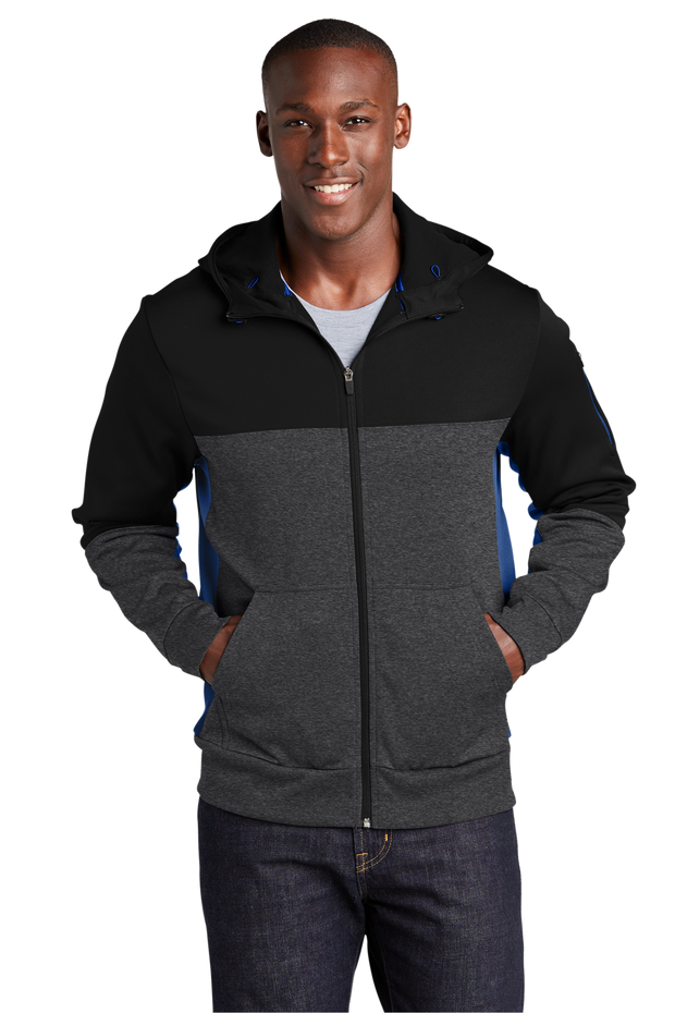 Sport Tek Fleece Colorblock Custom Men's Full Zip Hooded Jacket