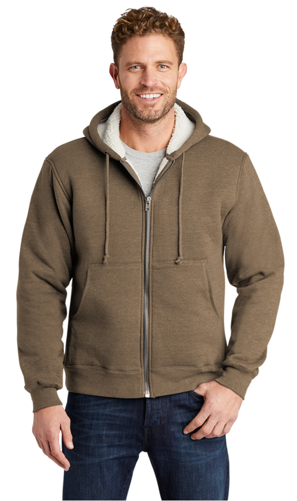 Cornerstone Men's Heavy Sherpa Lined Custom Hooded Fleece Jacket