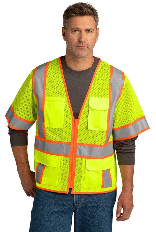 CornerStone Custom ANSI 107 Class 3 Surveyor Mesh Zippered Short Sleeve Vest